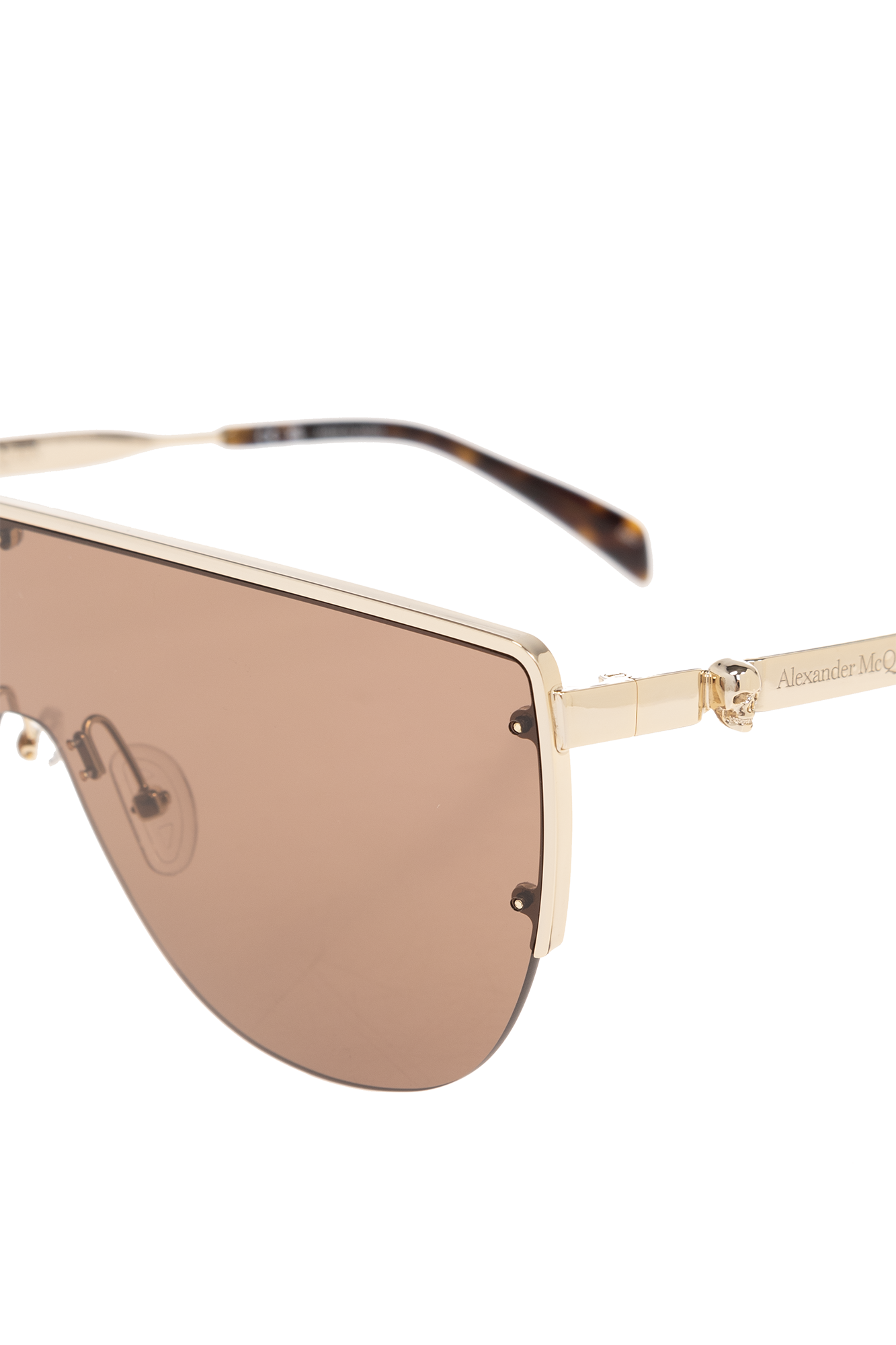 Tgkb5Shops Switzerland Pasha round frame sunglasses Gold Sunglasses with skull detail Alexander McQueen